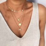 Naszyjnik Łańcuszek Złoty 4w1 Księżyc Słońce