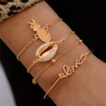 Zestaw bransoletka łańcuszek muszla ananas love Zestaw bransoletka łańcuszek muszla ananas love