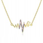 Naszyjnik SREBRO 925 cyrkonie Rytm Serca Złoty