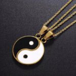 Naszyjnik Łańcuszek Złoty 2w1 Yin Yang Przyjaźń