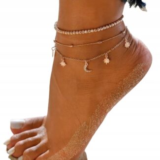 Bransoletka złota 3w1 na nogę kostkę Księżyc