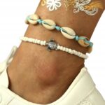 Bransoletka srebrna na nogę kostkę 2w1 Muszla Żółw