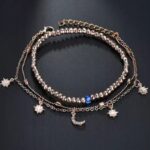 Bransoletka złota 3w1 na nogę kostkę Księżyc