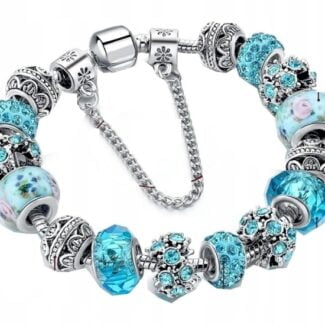 Bransoletka modułowa Charms Beads Błękitna 20 cm