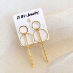Kolczyki złote wiszące kółka