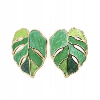 Kolczyki zielone monstera liście sztyfty Kolczyki zielone monstera liście sztyfty
