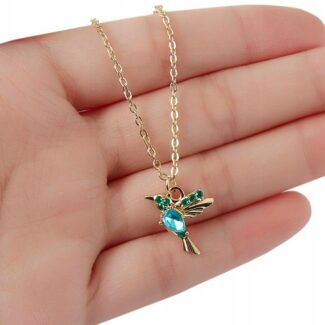 Naszyjnik Łańcuszek Złoty Koliber Ptak Cyrkonie