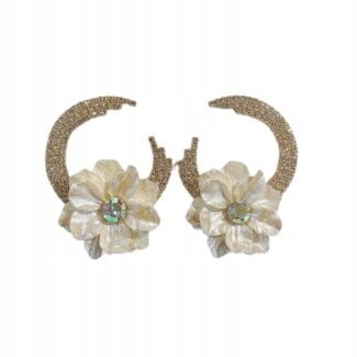 Kolczyki złote kwiatki cyrkonie