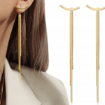 Kolczyki wiszące złote nitki pozłacane
