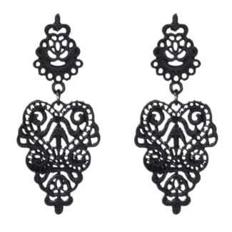 Kolczyki czarne ażurowe koronki sztyfty Kolczyki czarne ażurowe koronki sztyfty