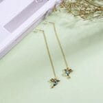 Kolczyki złote wiszące koliber ptak łańcuszek