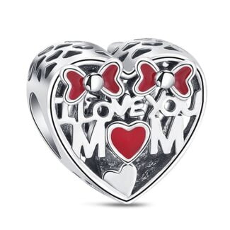 Charms do bransoletki Srebro 925 Serce Ażurowe I Love Mom