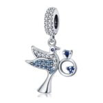 Charms do bransoletki Srebro 925 Ptak Miłosny z pierścionkiem