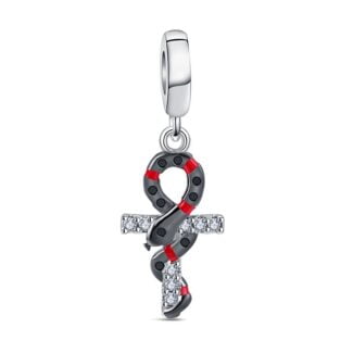 Charms do bransoletki Srebro 925 Krzyż Ankh i Wąż Charms do bransoletki Srebro 925 Krzyż Ankh i Wąż