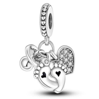 Charms do bransoletki Srebro 925 Stópki i Smoczek Dziecka