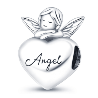 Charms do bransoletki Srebro 925 Aniołek i Serce