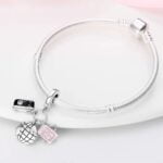 Charms do bransoletki Srebro 925 Aparat Globus Walizka Charms do bransoletki Srebro 925 Aparat Globus Walizka