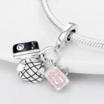 Charms do bransoletki Srebro 925 Aparat Globus Walizka Charms do bransoletki Srebro 925 Aparat Globus Walizka