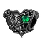 Charms do bransoletki Srebro 925 Serce Czaszka Czarna Róża