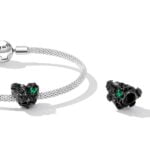 Charms do bransoletki Srebro 925 Serce Czaszka Czarna Róża