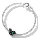 Charms do bransoletki Srebro 925 Serce Czaszka Czarna Róża