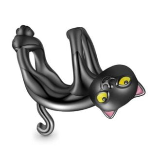 Charms do bransoletki Srebro 925 Kot Czarny