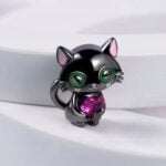 Charms do bransoletki Srebro 925 Kotek z sercem Charms do bransoletki Srebro 925 Kotek z sercem