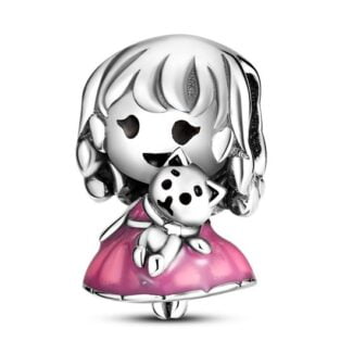 Charms do bransoletki Srebro 925 Dziewczynka z kotkiem