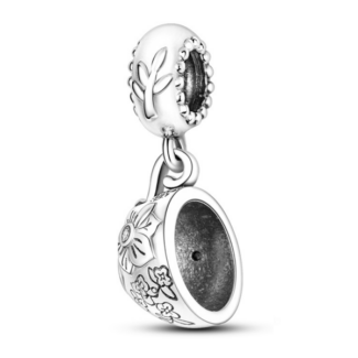 Charms do bransoletki Srebro 925 Filiżanka w Kwiaty