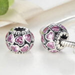 Charms do bransoletki Srebro 925 Fioletowe Serca