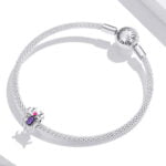 Charms do bransoletki Srebro 925 Fioletowy Pająk