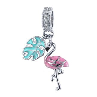 Charms do bransoletki Srebro 925 Flaming i Liść Monstery