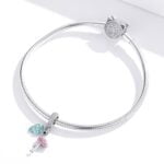 Charms do bransoletki Srebro 925 Flaming i Liść Monstery