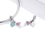 Charms do bransoletki Srebro 925 Flaming i Liść Monstery