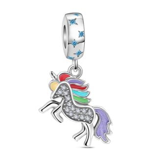 Charms do bransoletki Srebro 925 Jednorożec Kolorowy