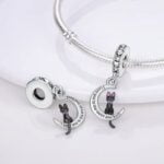 Charms do bransoletki Srebro 925 Kot i Księżyc Charms do bransoletki Srebro 925 Kot i Księżyc