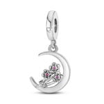 Charms do bransoletki Srebro 925 Kwiaty i Księżyc