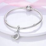 Charms do bransoletki Srebro 925 Kwiaty i Księżyc