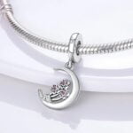 Charms do bransoletki Srebro 925 Kwiaty i Księżyc