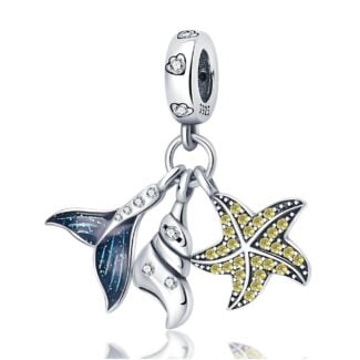 Charms do bransoletki Srebro 925 Rybi ogon Muszla Rozgwiazda