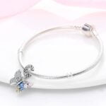 Charms do bransoletki Srebro 925 Motyl i Kwiaty Charms do bransoletki Srebro 925 Motyl i Kwiaty