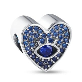 Charms do bransoletki Srebro 925 Serce Niebieskie i Oko Proroka