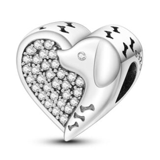 Charms do bransoletki Srebro 925 Serce Pies Kości