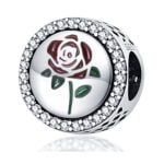 Charms do bransoletki Srebro 925 Róża Czerwona