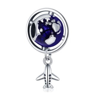 Charms do bransoletki Srebro 925 Samolot i Globus