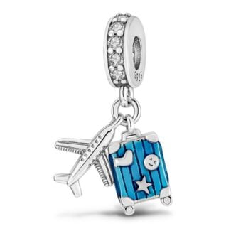 Charms do bransoletki Srebro 925 Samolot i Walizka