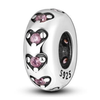 Charms do bransoletki Srebro 925 Różowe Serca