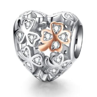 Charms do bransoletki Srebro 925 Koniczyna Serce