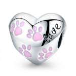 Charms do bransoletki Srebro 925 Serce Łapa Pupila