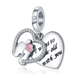 Charms do bransoletki Srebro 925 Serce Zakochana Para